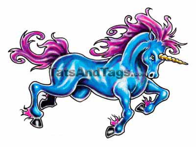 blue unicorn temporary tattoo