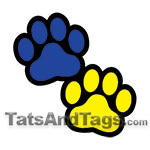 blue and yellow paw temporary tattoo