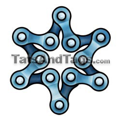 6 point bike chain star temporary tattoo