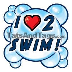 I Heart 2 Swim  temporary tattoo