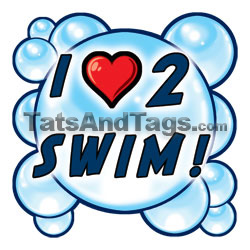 I Heart 2 Swim temporary tattoo