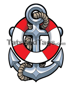 Anchor Life Preserver Temporary Tattoo