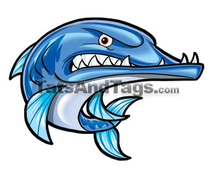 Blue barracuda temporary tattoo