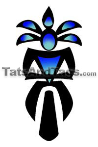 blue kokopelli bicycle temporary tattoo