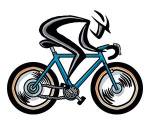 cyclist on blue bike temporary tattoo