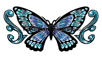 blue tribal butterfly temporary tattoo