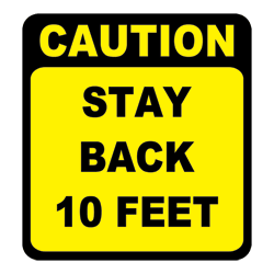 Caution Stay Back 10 feet temporary tattoo