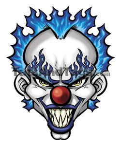 blue clown temporary tattoo