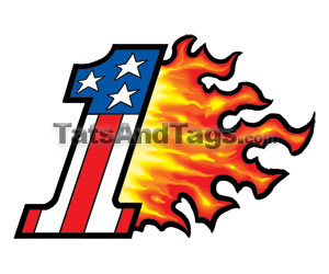 USA Flaming #1 temporary tattoo