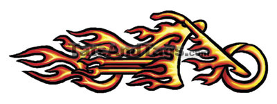 flaming motorcycle temporary tattoo