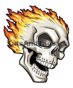 flaming skull temporary tattoo