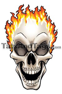 flaming skull temporary tattoo