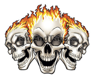 flaming skulls temporary tattoo