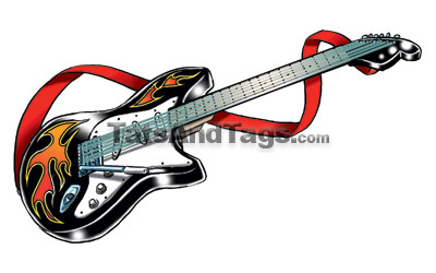 Vector Illustration With An Electric Guitar And Human Skull ,revolver,  Roses And Music Notes Tattoo And T-shirt Design. Symbol Of Rock, Musical  Festivals Royalty Free SVG, Cliparts, Vectors, and Stock Illustration. Image