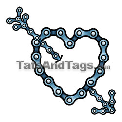 bike chain arrow thru heart temporary tattoo