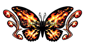 flaming hot butterfly temporary tattoo