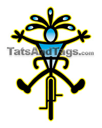 kokopelli forward facing bike temporary tattoo