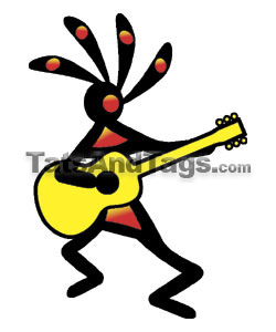 Kokopelli playing guitar temporary tattoo