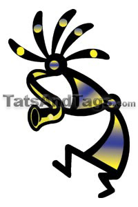 Kokopelli playing saxophone temporary tattoo