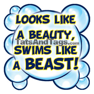 looks like a beauty swims like a beast temporary tattoo