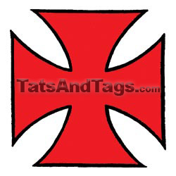 red maltese cross temporary tattoo