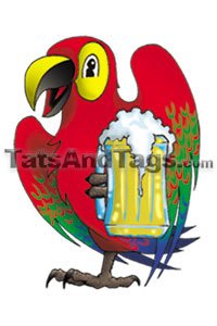 parrot with beer temporary tattoo