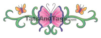 tribal pink butterfly temporary tattoo