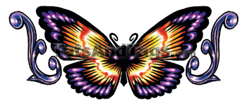 purple tribal butterfly temporary tattoo