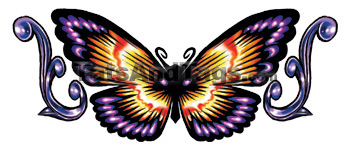 purple tribal butterfly temporary tattoo