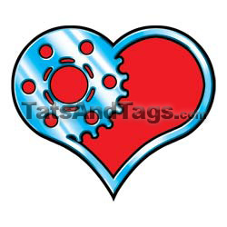 sprocket heart bike temporary tattoo