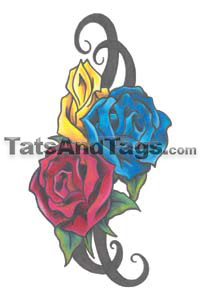 triple rose temporary tattoo