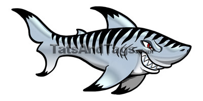 Tiger shark temporary tattoo, gray