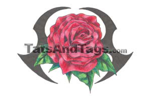 tribal red rose temporary tattoo