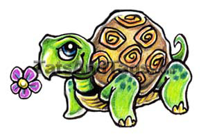 turtle with flower temporary tattoo