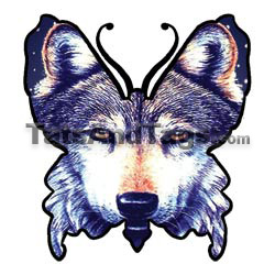 wolf butterfly temporary tattoo