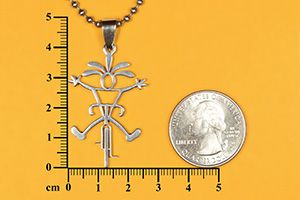 Kokopelli on forward bicycle pendant