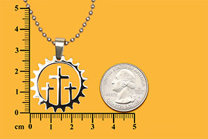 three crosses in bike gear pendant