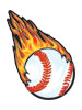 Flaming Baseball temporary tattoo